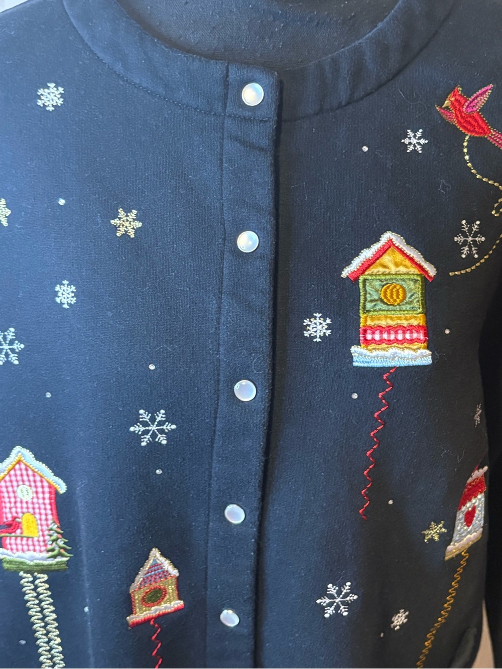 Vintage Holiday Cardigan Embroidered Cardigan Winter 2X